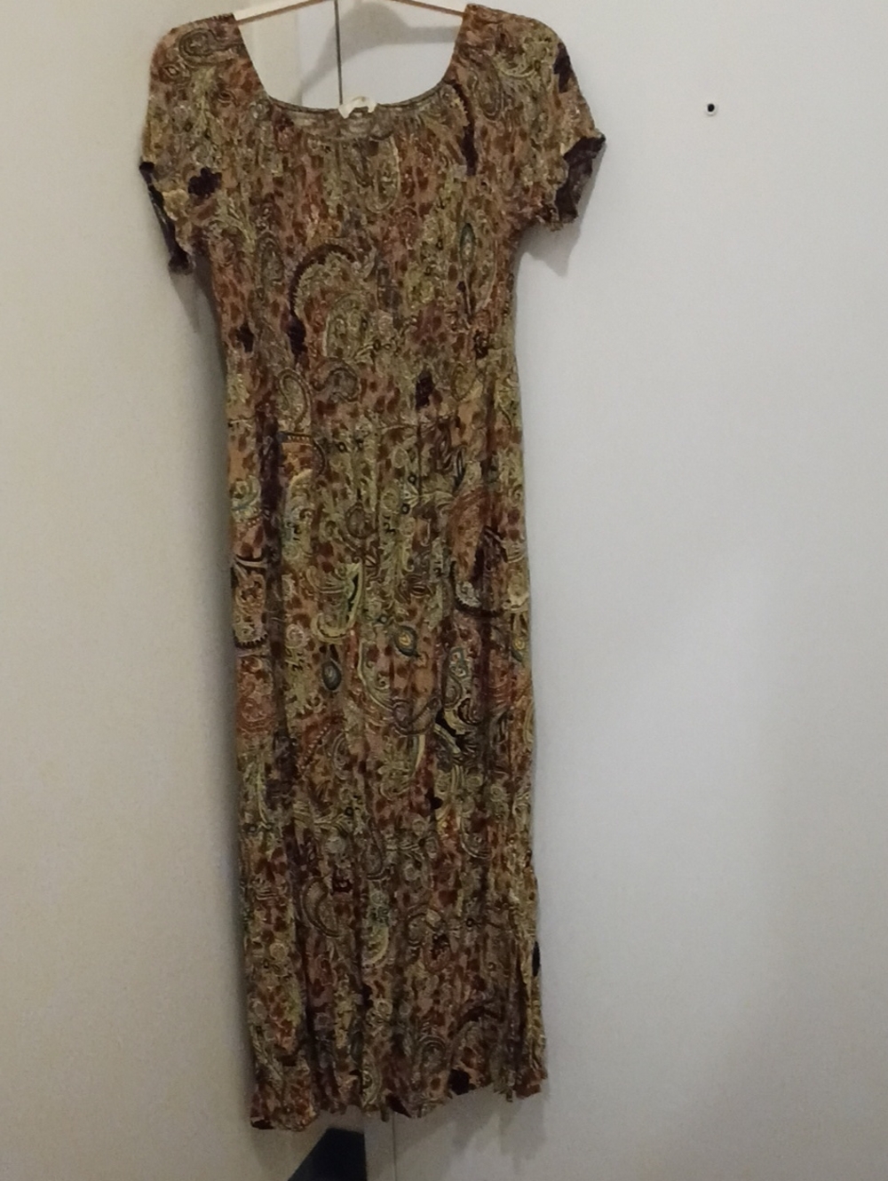 Paisley Scoop-Neck Maxi Dress in Earth Tones